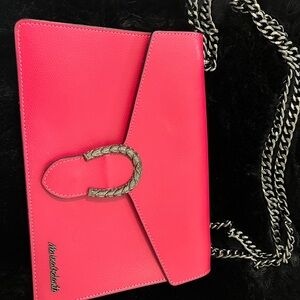 MARINA Pink Crossbody Bag with Silver Chain Detail